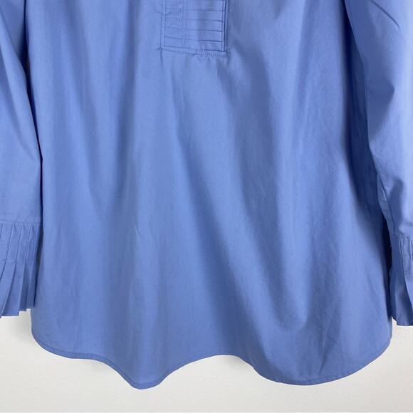 Soft Surroundings blue ruffle lightweight popover preppy shirt top PS - Picture 4 of 8